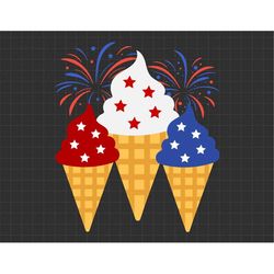 4th of July Patriotic Ice Cream Cones Svg, American Patriotic, Independence Day, Merica, Svg, Png Files For Cricut Subli