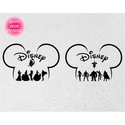 Disneyy Avengerss and Princesses Silhouette Svg Png Instant Download Printable Design Svg For Cricut Cutting File Vinyl