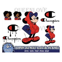 Champion Logo Mickey Black Girl Svg Bundle