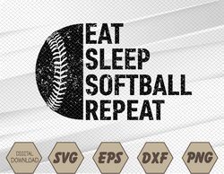 Eat Sleep Softball Repeat Svg, Eps, Png, Dxf, Digital Download