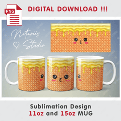 Cute 3D Inflated Puff Kawaii Ice Cream - 11oz 15oz MUG - Digital Mug Wrap
