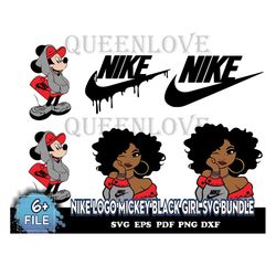 Nike Logo Mickey Black Girl Svg Bundle, Nike Svg