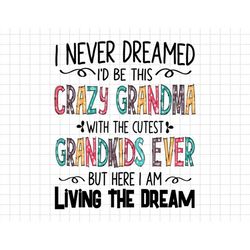 Mother's Day Svg, Crazy Grandma Svg, I Never Dreamed I'd Be This Crazy Grandma Svg, Mom Life, Motherhood Svg