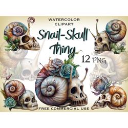 Snail skull thing clipart, Weird Creepy Cute png, Halloween mutant skulls art, Dark magic images, Free commercial use