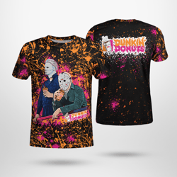 Dunkins Bleached Jason Voorhees Michael Myers Halloween 3D Logo Shirt