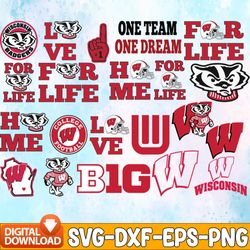 Bundle 21 Files Wisconsin Badgers Football Team svg, Wisconsin Badgers svg, N C A A Teams svg, N C A A Svg, Png, Dxf, Ep