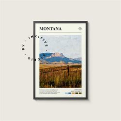 Montana Poster - United States - Digital Watercolor Photo, Painted Travel Print, Framed Travel Photo, Wall Art, Home Dec