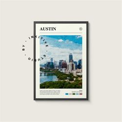 Austin Poster - Texas - Digital Watercolor Photo, Painted Travel Print, Framed Travel Photo, Wall Art, Home Decor, Trave
