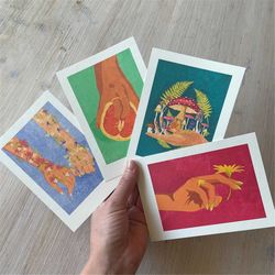 Set of 4 Art Prints in A6 'It's all in your hands' Illustration by Raissa Oltmanns