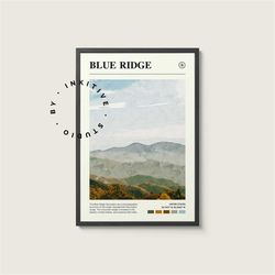 Blue Ridge Poster - United States - Digital Watercolor Photo, Painted Travel Print, Framed Travel Photo, Wall Art, Home