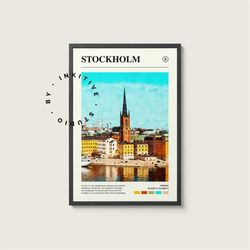 Stockholm Poster - Sweden - Digital Watercolor Photo, Painted Travel Print, Framed Travel Photo, Wall Art, Home Decor, T