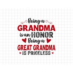 Being A Grandma Is An Honor Being Great Grandma Is Priceless Svg, Mother's Day Svg, Mommy Svg, Mom Life Svg, Motherhood