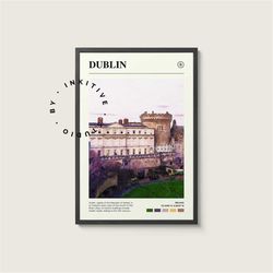 Dublin Poster - Ireland - Digital Watercolor Photo, Painted Travel Print, Framed Travel Photo, Wall Art, Home Decor, Tra