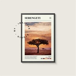 Serengeti Poster - Tanzania - Digital Watercolor Photo, Painted Travel Print, Framed Travel Photo, Wall Art, Home Decor,