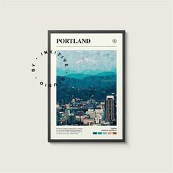 Portland Poster - Oregon - Digital Watercolor Photo, Painted Travel Print, Framed Travel Photo, Wall Art, Home Decor, Tr