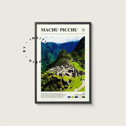 Machu Picchu Poster - Peru - Digital Watercolor Photo, Painted Travel Print, Framed Travel Photo, Wall Art, Home Decor,