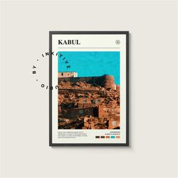Kabul Poster - Afghanistan - Digital Watercolor Photo, Painted Travel Print, Framed Travel Photo, Wall Art, Home Decor,