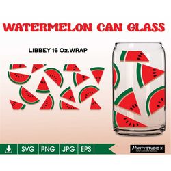 Watermelon Libbey 16oz can glass svg, Summer Libbey wrap,Fruit Coffee glass can, Beer glass , Digital Download cut file,
