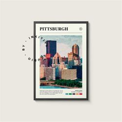 Pittsburgh Poster - Pennsylvania - Digital Watercolor Photo, Painted Travel Print, Framed Travel Photo, Wall Art, Home D