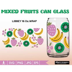 Summer fruits for Libbey 16oz can glass svg, Summer libbey glass ,Fruit Coffee glass can, Beer glass svg png dxf, cut fi