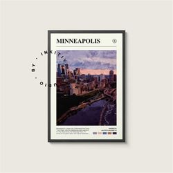 Minneapolis Poster - Minnesota - Digital Watercolor Photo, Painted Travel Print, Framed Travel Photo, Wall Art, Home Dec