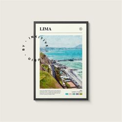 Lima Poster - Peru - Digital Watercolor Photo, Painted Travel Print, Framed Travel Photo, Wall Art, Home Decor, Travel G