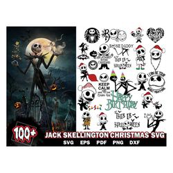 100 Jack Skellington Bundle Svg, Christmas Svg, Halloween Svg, Digital File Cut Instant Download