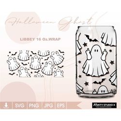Full wrap Halloween can glass svg, Middle Finger Ghosts svg, for  16oz Glass Can , ghost svg, Digital Download Cut File,