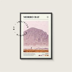 Morro Bay Poster - California - Digital Watercolor Photo, Painted Travel Print, Framed Travel Photo, Wall Art, Home Deco