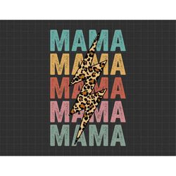 Vintage Mama Lightning Bolt Leopard Mom Life Svg, Happy Mother Day, Mother's Day Svg, Mommy Svg, Mom Life Svg, Motherhoo