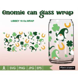 Gnome Glass Wrap Svg, Shamrock can glass svg,Easter Leopard svg,St Patricks Day ,16oz Libbey Can Glass Wrap,Circut  cut
