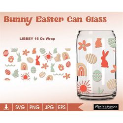 Easter Bunny can Glass Wrap Svg, Bunny can glass svg,Easter svg,Happy easter svg ,easter egg ,16oz Libbey Can Glass Wrap
