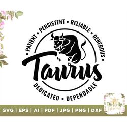 Taurus SVG, Taurus Astrological Sign, Digital Download, Horoscope SVG, Zodiac Signs SVG, Perfect for T-Shirts, Mugs, Tau