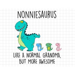 Nonniesaurus Like A Normal Grandma But More Awesome Svg, Gifts For Mom, Mothers Day, Dinosaur Lover, Custom Number Name