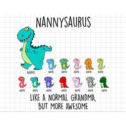 Nannysaurus Like A Normal Grandma But More Awesome Svg, Gifts For Mom, Mothers Day, 12 Dinosaur, Custom Number Name And