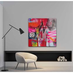 abstract art canvas, modern art, acrylic painting, neon murals, colorful images, xxl images, pink images, modern murals,