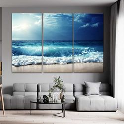 Beach canvas prints Sea landscape Nautical photo Coastal canvas print Sea wave canvas Extra large wall art Beach wall de