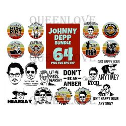 64 Johnny Deep Bundle Svg, Trending Svg, Johnny Deep Svg, Famous Person, Captain Svg, Were You There, Johnny Deep