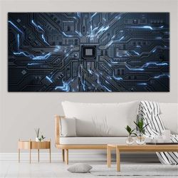 Computer Science Wall Decor, Electronic Wall Art, Extra Large Canvas, Chip Wall Print, Hardware&Technology Wall Art, Pro