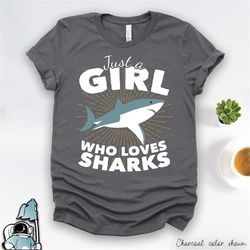 Shark Shirt, Shark Girl, Great White Shark Gift, Shark Lover Gifts, Ocean Life T-Shirt, Beach Party Shirt, Love Sharks S