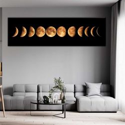 moon phases canvas, moon poster, lunar eclipse wall art, moon wall art, moon phase print, moon canvas, lunar eclipse can