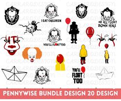 Pennywise SVG Bundle, Horror Character Svg, Halloween Svg, Pennywise Clipart, Horror Movie Svg, Instant Download