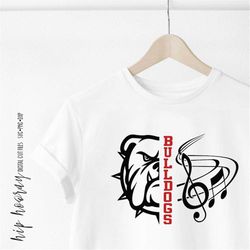 Bulldogs Band SVG Music Red Bulldog Marching Band, Music Note, TShirt Design, Cut File, svg, pdf, eps, png, dxf Cricut C