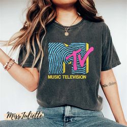 Comfort Colors Vintage 90s Music Television Classic Fingerprint MTV Shirt, Retro MTV Logo Shirt, Vintage 70s 80s 90s Shi