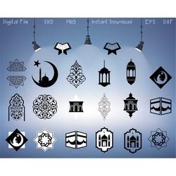 Islamic Symbols, Arabic Calligraphy, Islamic wallart, Islamic Svg, Islamic Window, Kaaba, Mosque Svg, Pray Svg, Praying