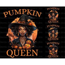 Watercolor Pumpkin Queen Sublimation Png Bundle, Halloween Season Afro Lady Sublimation Download, Fall Witch Instant Dow