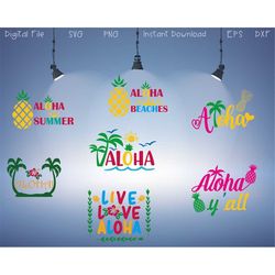Aloha Svg Bundle, Live Love Aloha, Aloha Y'all, Hawaii Svg, Hibiscus, Aloha Summer, Aloha Beaches, Summer, Beach Svg, hi