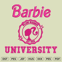BARBIE University Embroidery design- Machine Embroidery Design - DST, PES, JEF