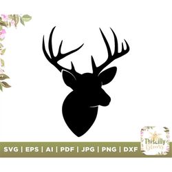 Deer Head svg, Deer svg, Buck svg, silhouette, files for cricut Instant Digital Download, svg, png, dxf, eps, buck, antl