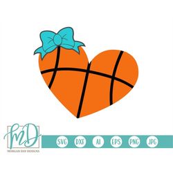 basketball svg - basketball clipart - basketball heart svg - heart svg - love basketball svg - basketball bow svg - noun